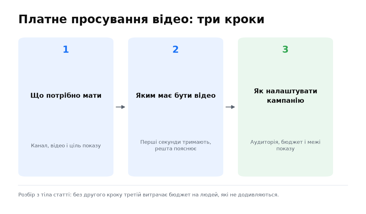 Три кроки платного просування відео: що мати, яким має бути відео, як налаштувати кампанію