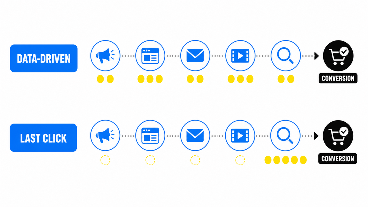 Data-driven and last-click attribution paths in Google Ads