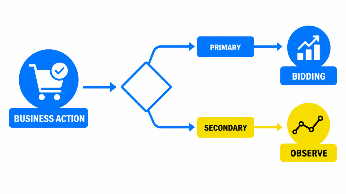 Conversion hierarchy from business result to bidding signal